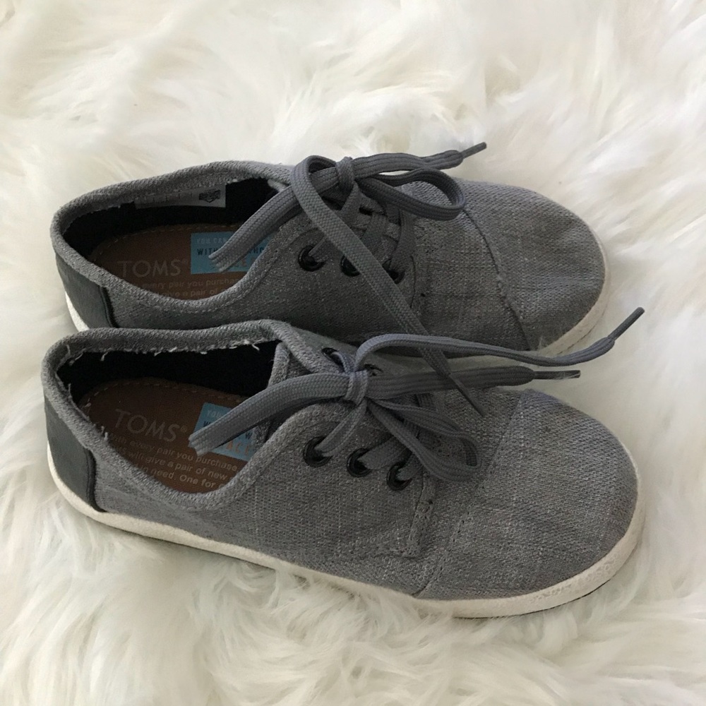 Toms boys grey shoes canvas and leather